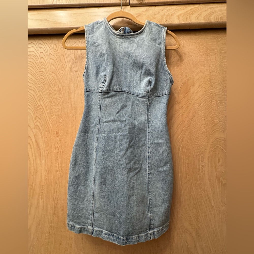 Zara Sleeveless Denim Mini Dress - Light Wash -Size Small
